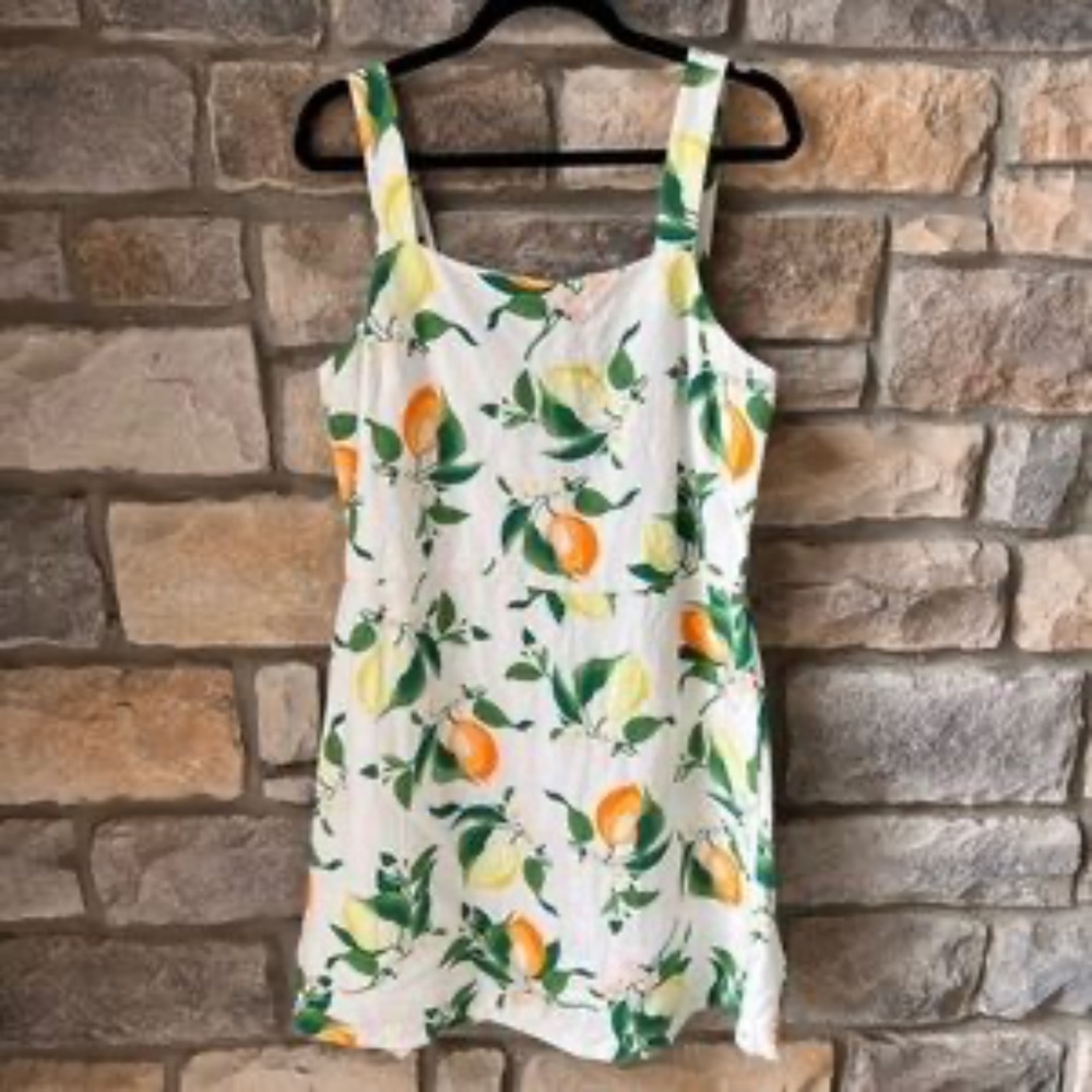 Ann Taylor Lemon Square Neck Linen Blend Dress